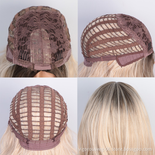 Vigorous Ombre Blonde Wig Long Wavy Synthetic Wigs for Women Brown Gray White Black Red Wig Glueless Hair Can be Cosplay
